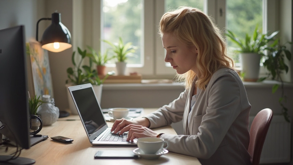 Person arbeitet konzentriert am Morgen